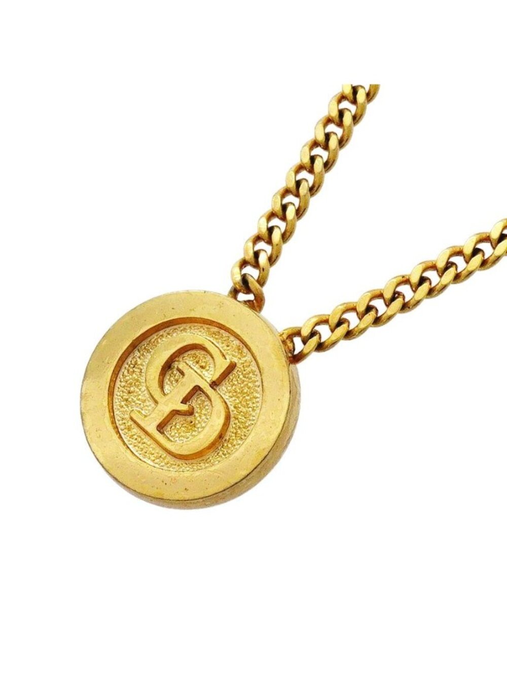 Dior Necklace CD Logo Round Circle Gold Plated